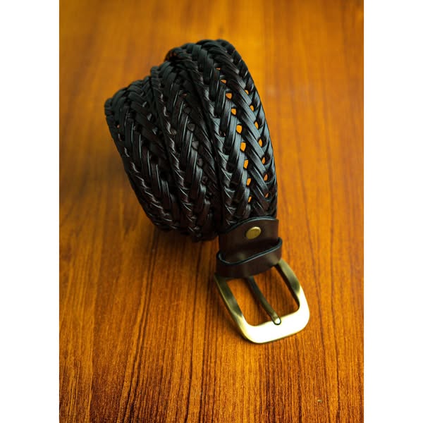 Braided Leather Belt for Men | Hand-Woven Brass Buckle – Strapletic