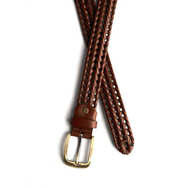 Braided Leather Belt for Men | Hand-Woven Brass Buckle – Strapletic