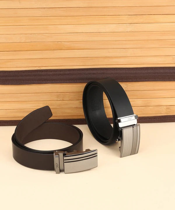 Men's Auto Lock Belt | Premium Brown & Black Formal Dress Belt – Strapletic
