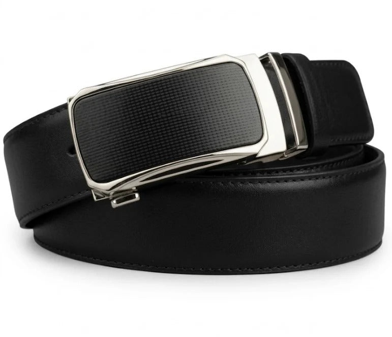 Premium Black Leather Auto Lock Belt for Men | Luxury Formal Dress Belt – Strapletic