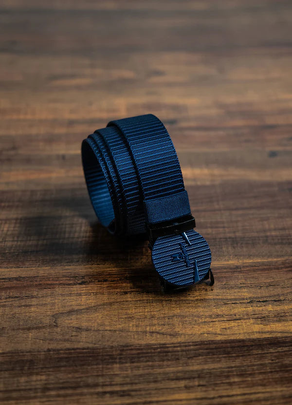 Blue Circle Buckle Nylon Belt | Autolock Casual Belt for Men – Strapletic