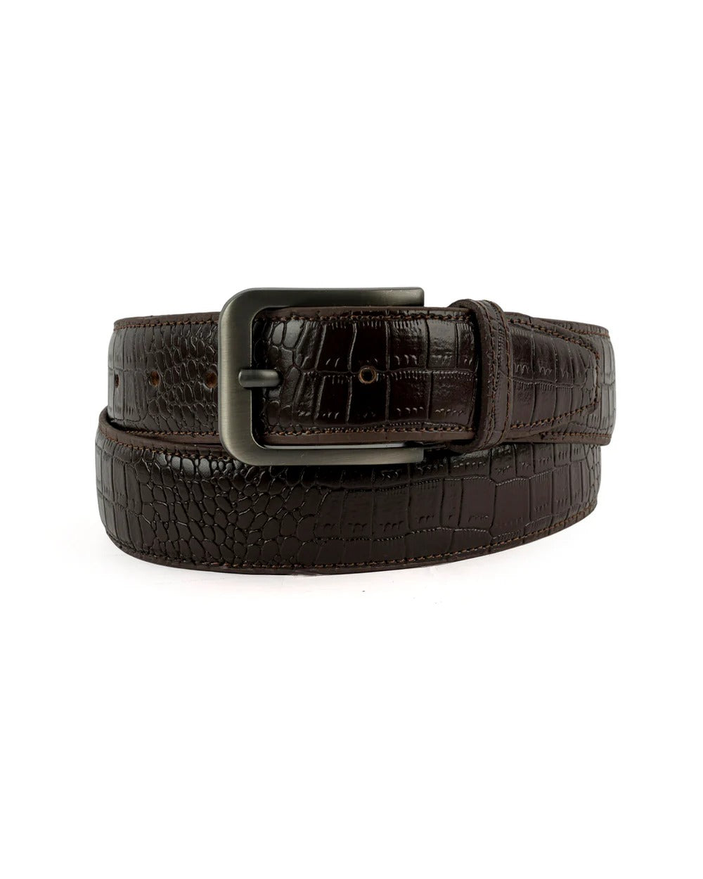 Crocodile Texture Brown Leather Belt for Men | Premium Luxury Formal Belt – Strapletic