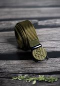 Beige Circle Buckle Nylon Belt | Casual Autolock Belt for Men – Strapletic