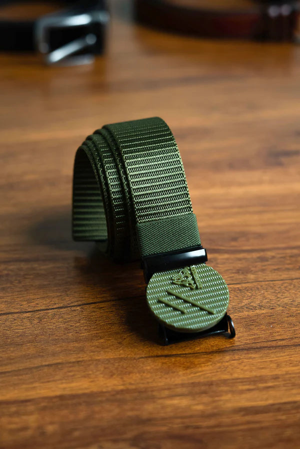 Green Circle Buckle Nylon Belt | Casual Autolock Belt for Men – Strapletic