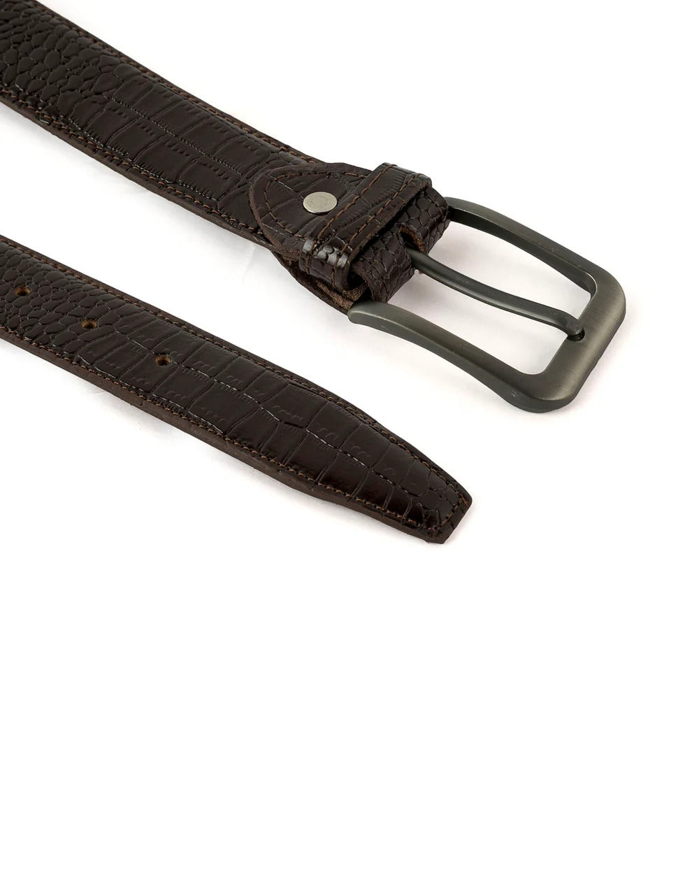 Crocodile Texture Brown Leather Belt for Men | Premium Luxury Formal Belt – Strapletic